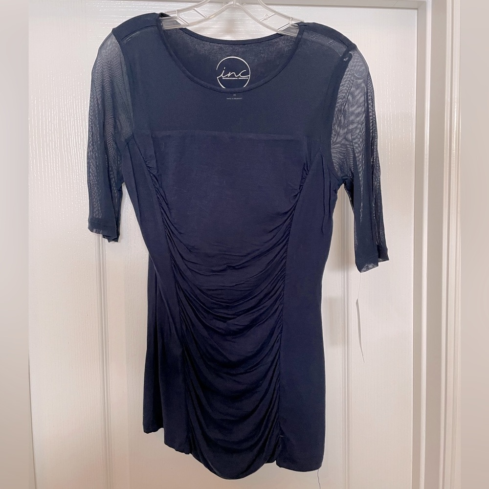 INC short sleeve scoop neck tee top size Medium- deep twilight blue NWT